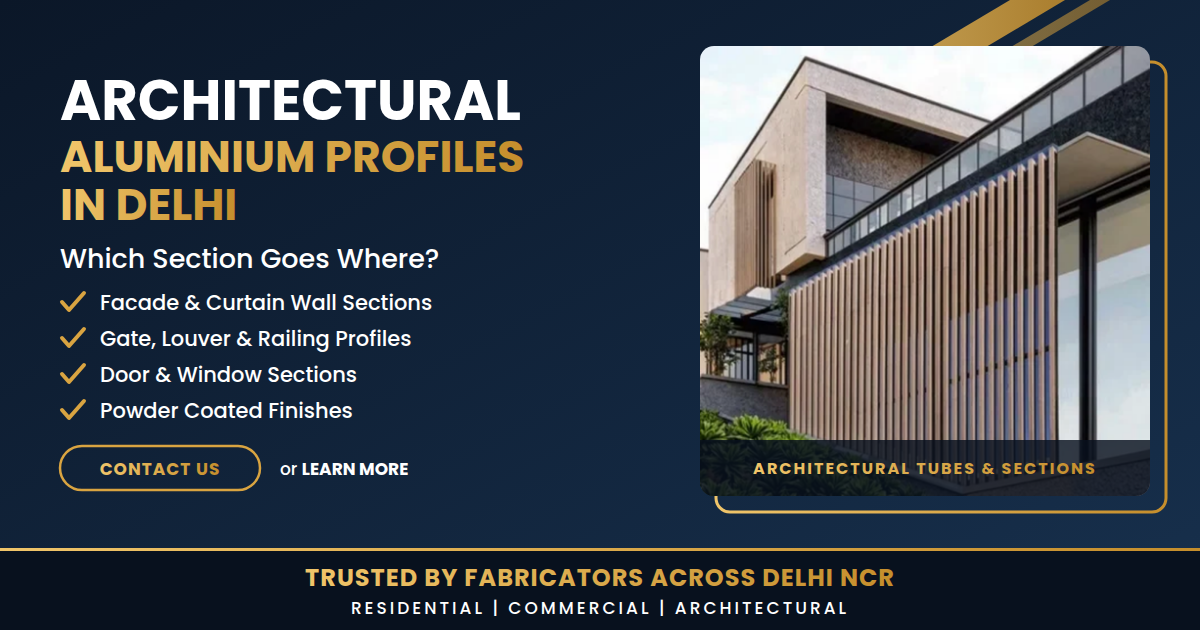 Architectural aluminium profiles in Delhi: facade louvers and architectural tubes by Bahubali Aluminium Co.