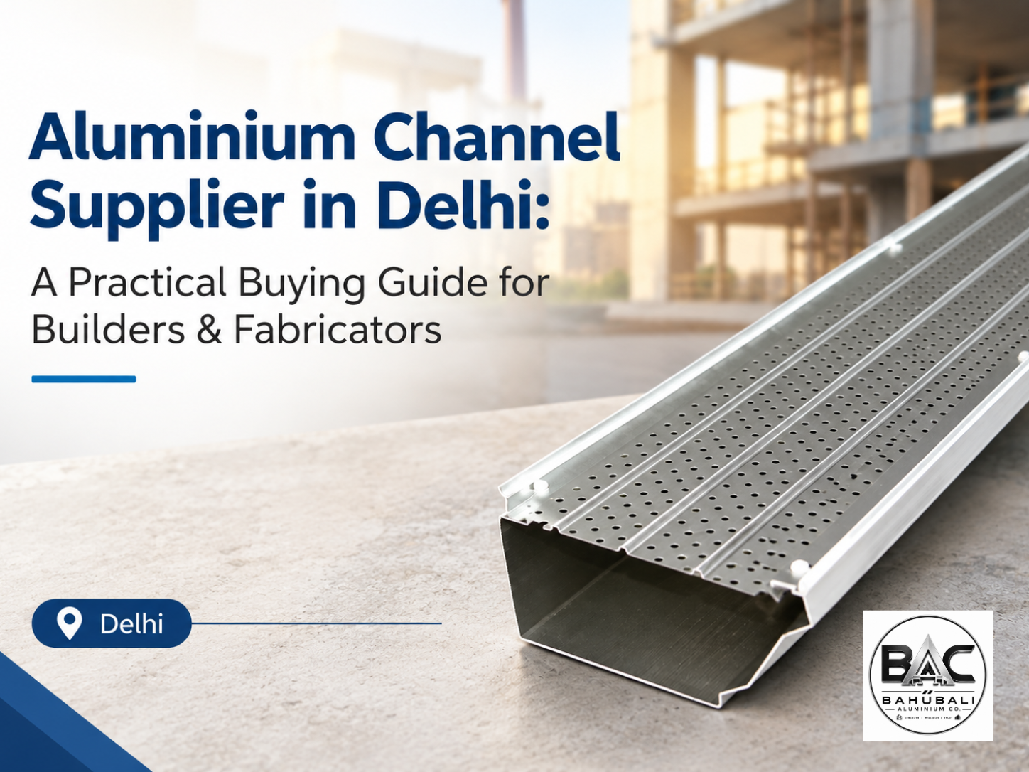 Perforated aluminium channel section for construction projects by Bahubali Aluminium Co., Delhi