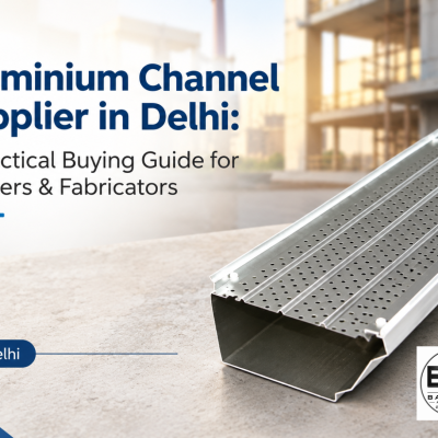 Perforated aluminium channel section for construction projects by Bahubali Aluminium Co., Delhi