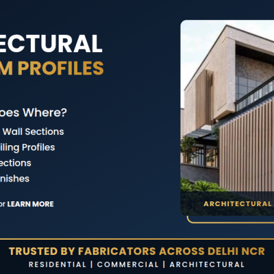 Architectural aluminium profiles in Delhi: facade louvers and architectural tubes by Bahubali Aluminium Co.